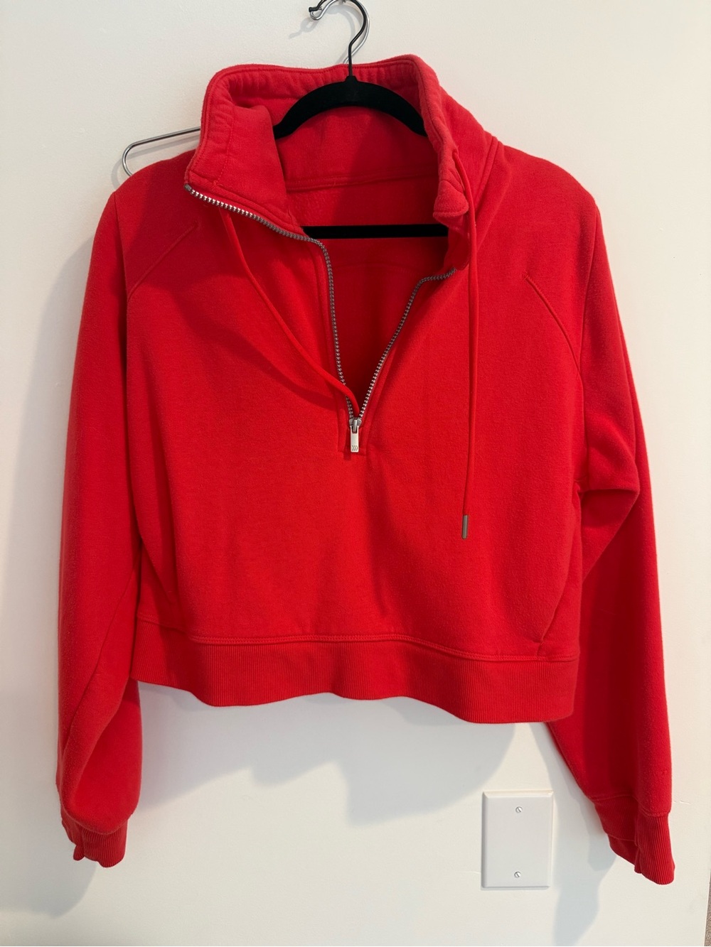 Red Cropped Half-Zip Sweatshirt for Women